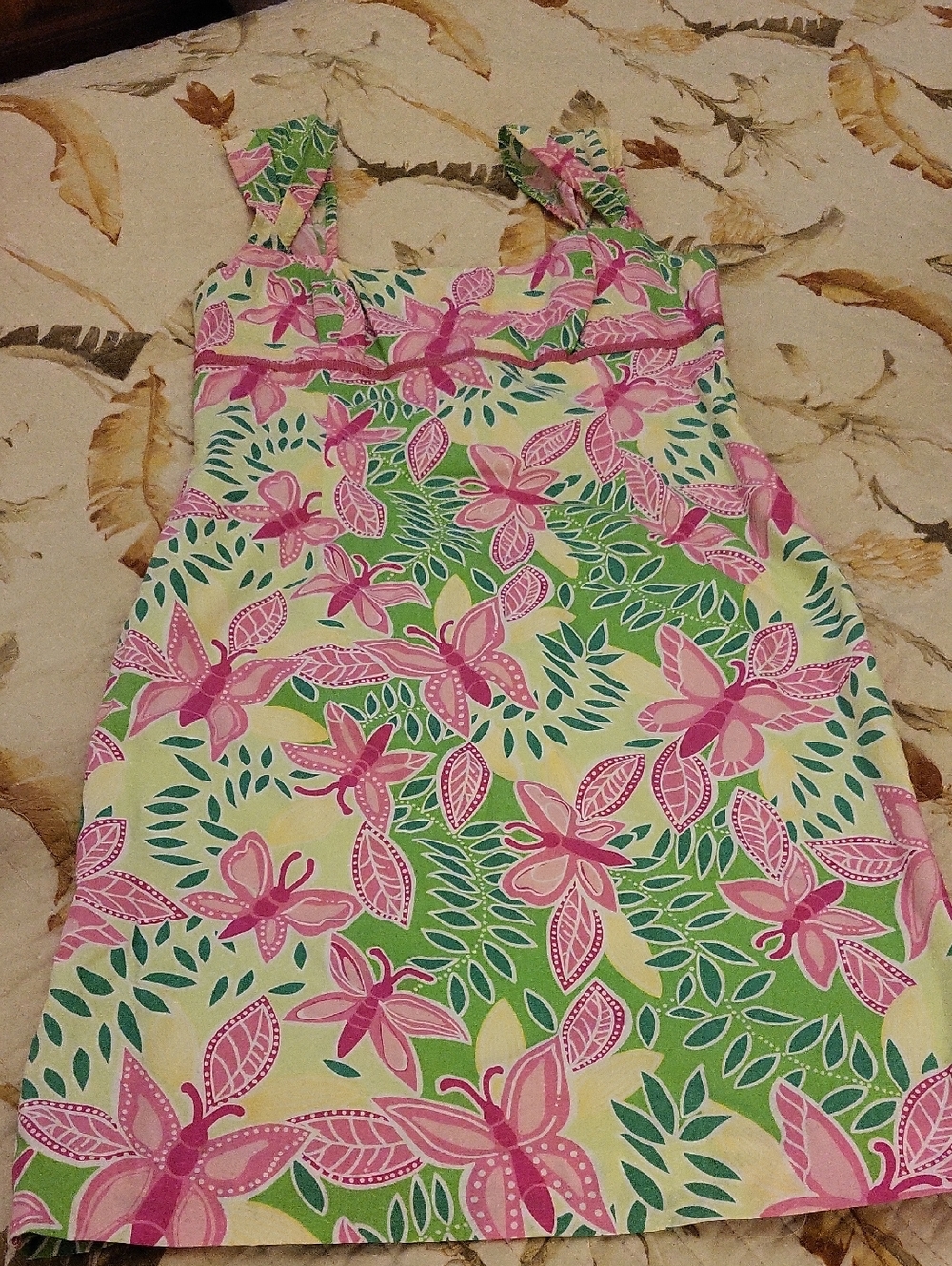Lilly Pulitzer Yellow, Pink & Green Floral Midi Dress